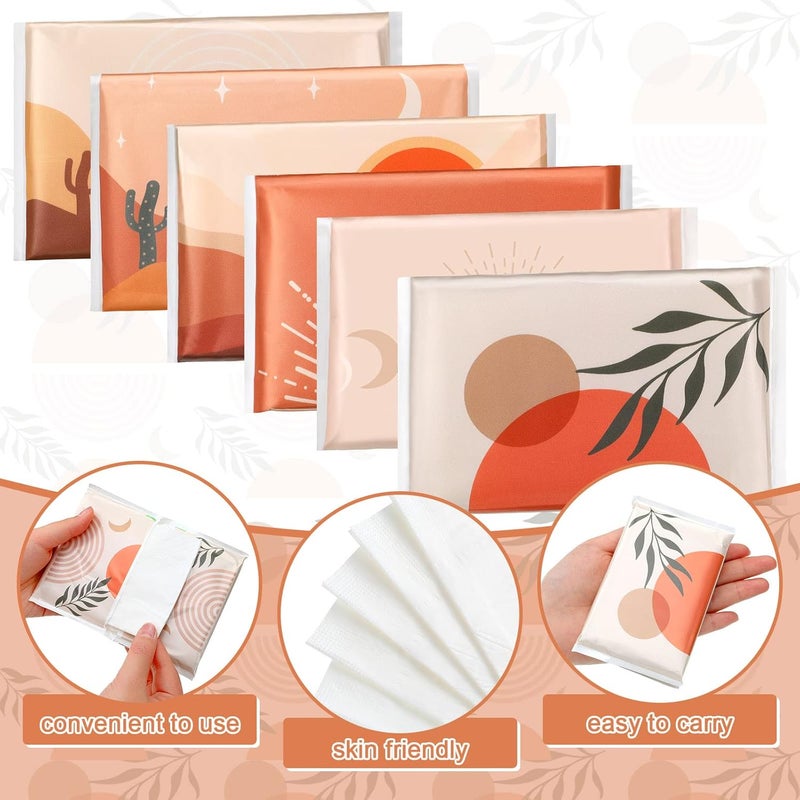 Geyee 24 Packs Travel Size Tissue Pocket Slim Pack Facial 3 Ply Wallet Size Pocket Tissues for Travel Wedding Party Favors, 6 Styles(Sun Scene) - Image 3